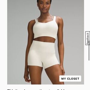 Lululemon Athletica Ribbed Like a Cloud Longline Bra - Size 10 - Bone